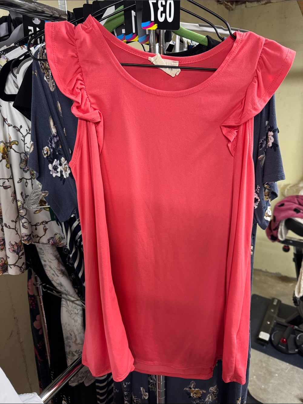 Women's Coral Ruffle Sleeve Tank Top